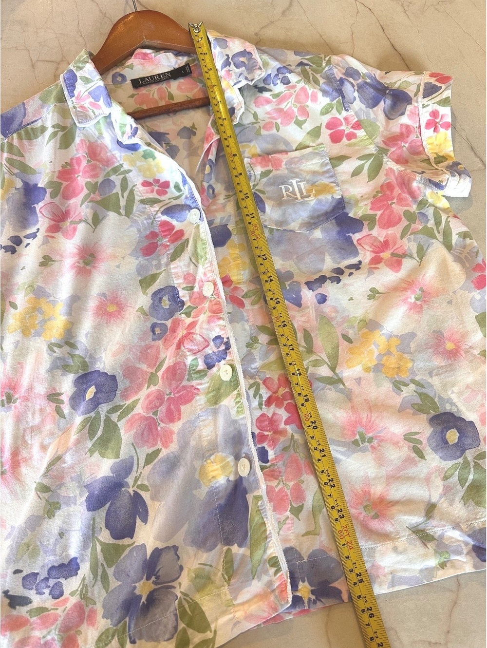 Lauren Ralph Lauren Black Label Short 2-Piece Pajama Set Floral Women’s Large - Picture 13 of 15